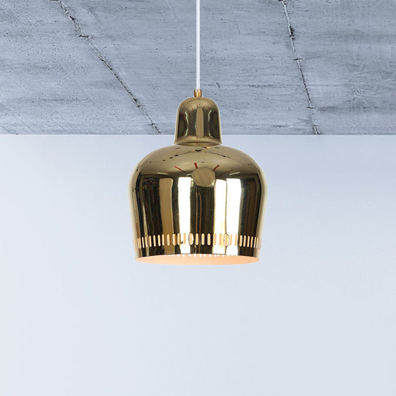 Adjustable Modern Mirror Bell Pendant Lamp - Sleek Single Hanging Light for Living Room