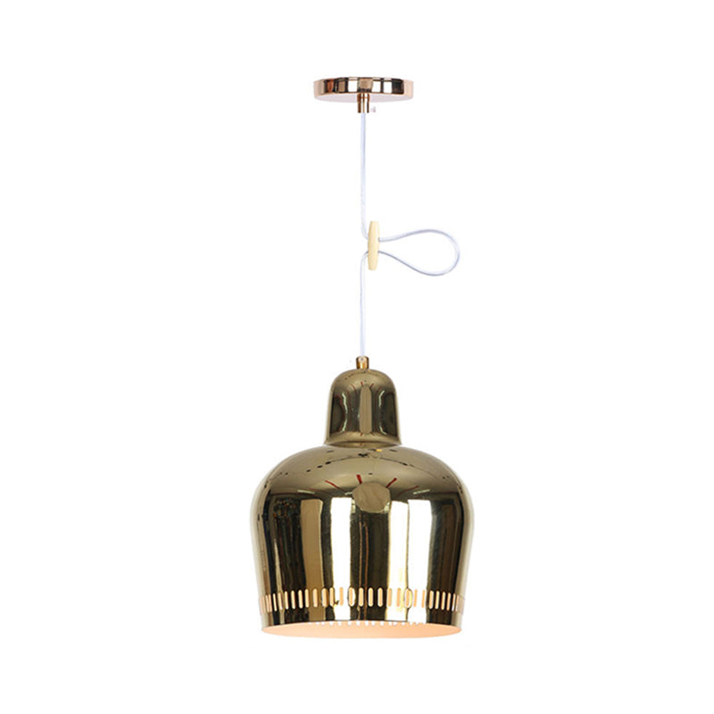 Adjustable Modern Mirror Bell Pendant Lamp - Sleek Single Hanging Light for Living Room