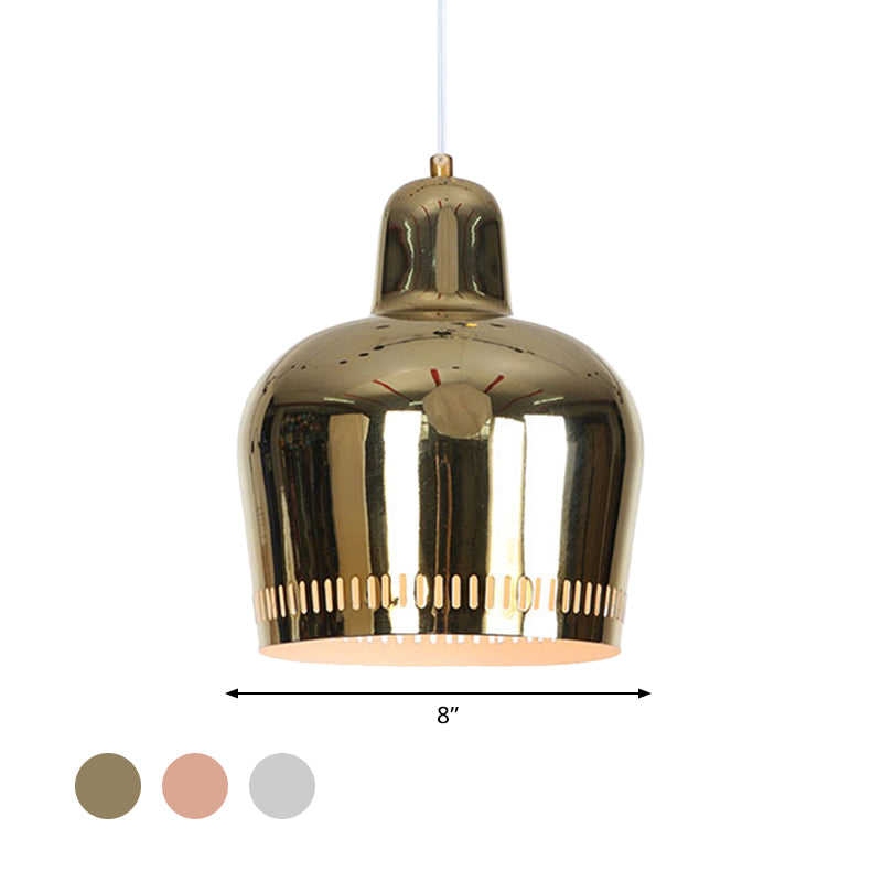 Adjustable Modern Mirror Bell Pendant Lamp - Sleek Single Hanging Light for Living Room