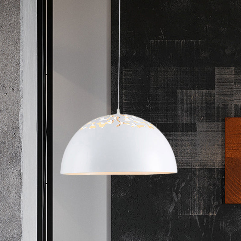 Modern Style Domed Metal Pendant Lamp - 14"/16"/20.5" Width - 1 Bulb - Dining Table Hanging Ceiling Light in White/Black