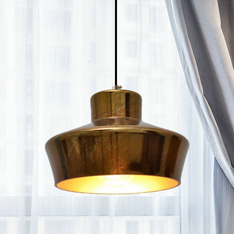 Vintage Style Brass Finish Hanging Light with Shade - 1 Light Pendant Lighting for Restaurants