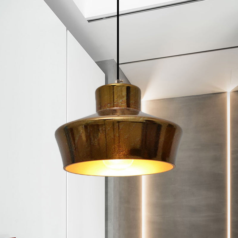 Vintage Style Brass Finish Hanging Light with Shade - 1 Light Pendant Lighting for Restaurants