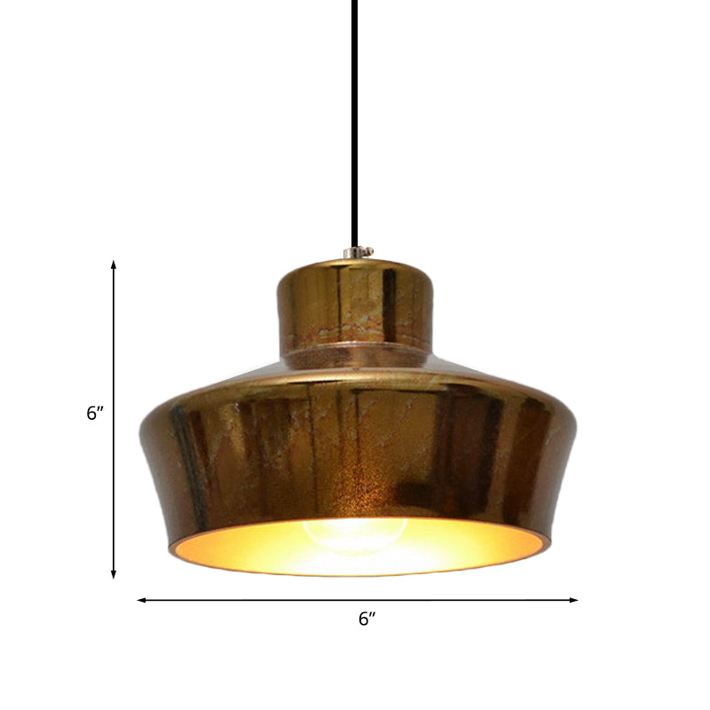 Vintage Style Brass Finish Hanging Light with Shade - 1 Light Pendant Lighting for Restaurants