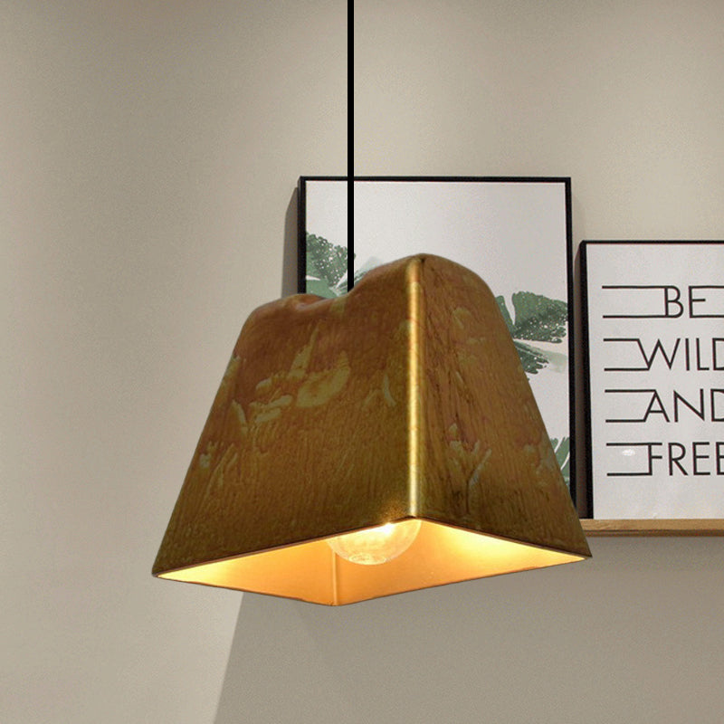 Vintage Style Brass Finish Hanging Light with Shade - 1 Light Pendant Lighting for Restaurants