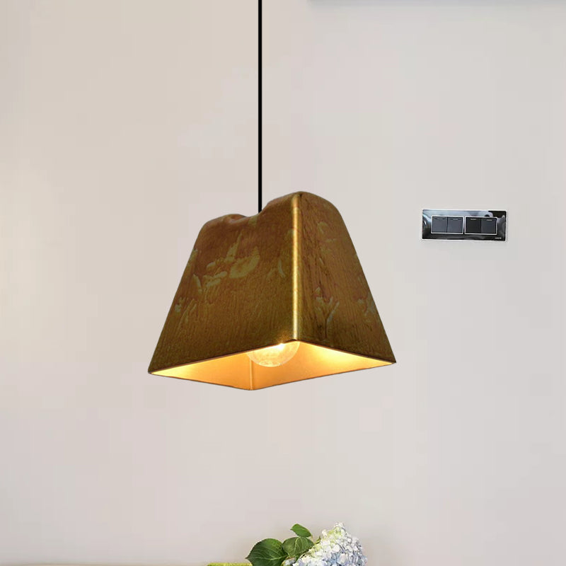 Vintage Style Brass Finish Hanging Light with Shade - 1 Light Pendant Lighting for Restaurants
