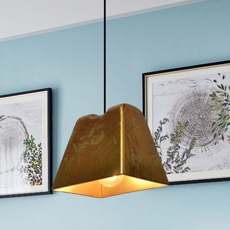 Vintage Style Brass Finish Hanging Light with Shade - 1 Light Pendant Lighting for Restaurants