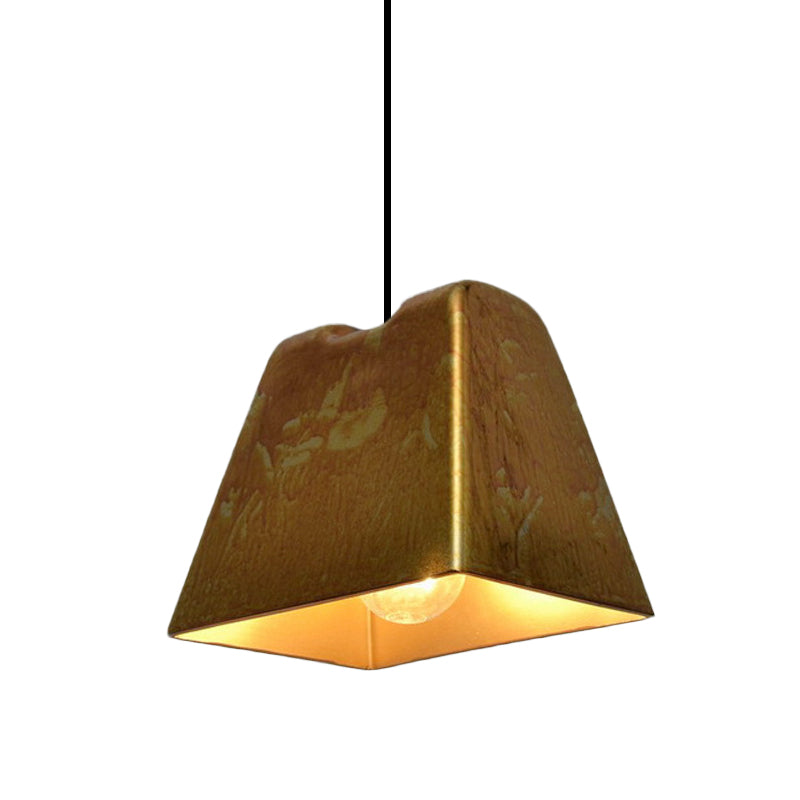 Vintage Style Brass Finish Hanging Light with Shade - 1 Light Pendant Lighting for Restaurants