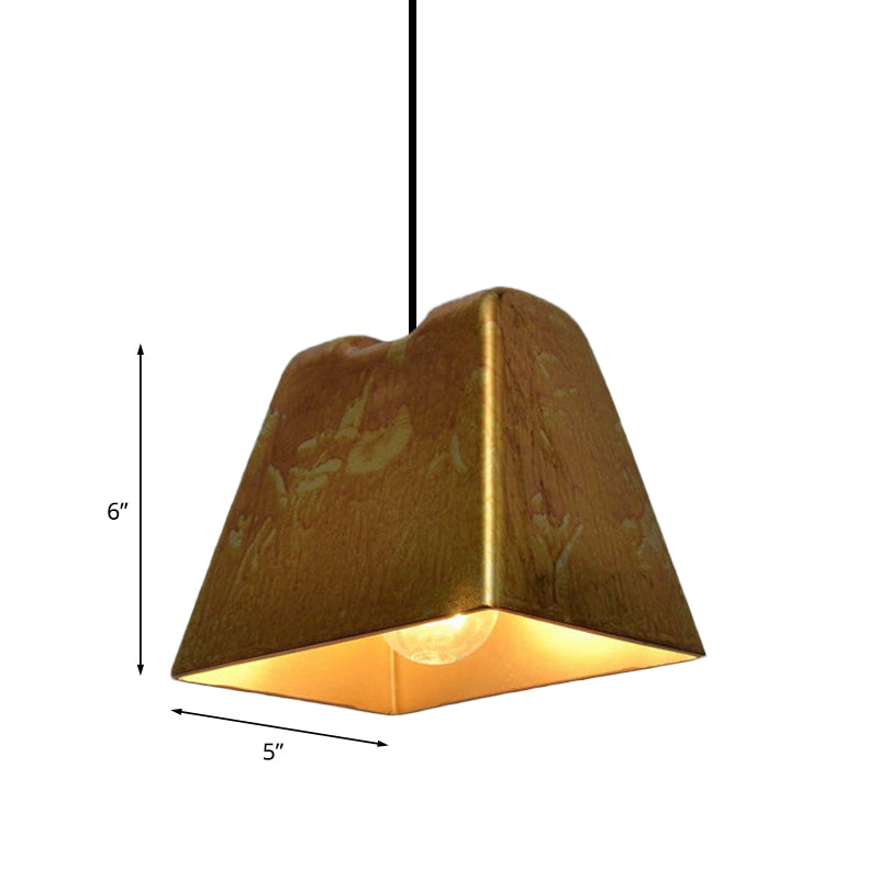 Vintage Style Brass Finish Hanging Light with Shade - 1 Light Pendant Lighting for Restaurants
