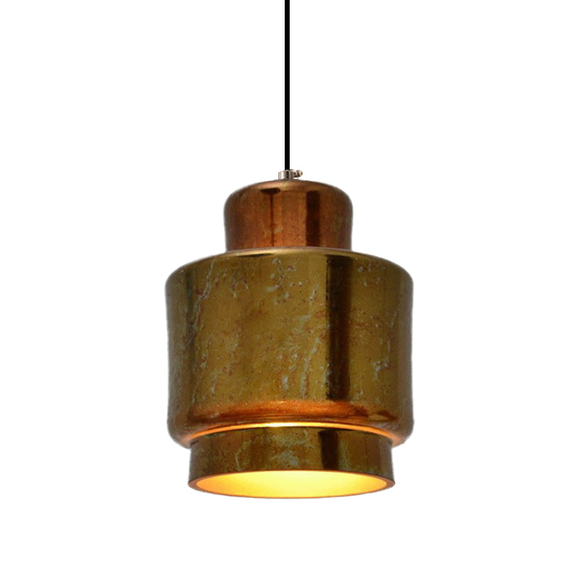 Vintage Style Brass Finish Hanging Light with Shade - 1 Light Pendant Lighting for Restaurants