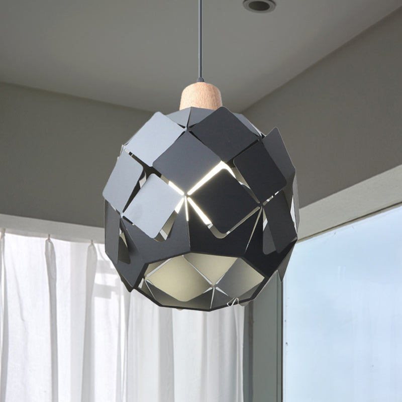 Modern Metal Shade Pendant Light Fixture – Blue/Black/White Globe Pendant Lighting – 1 Light Hanging