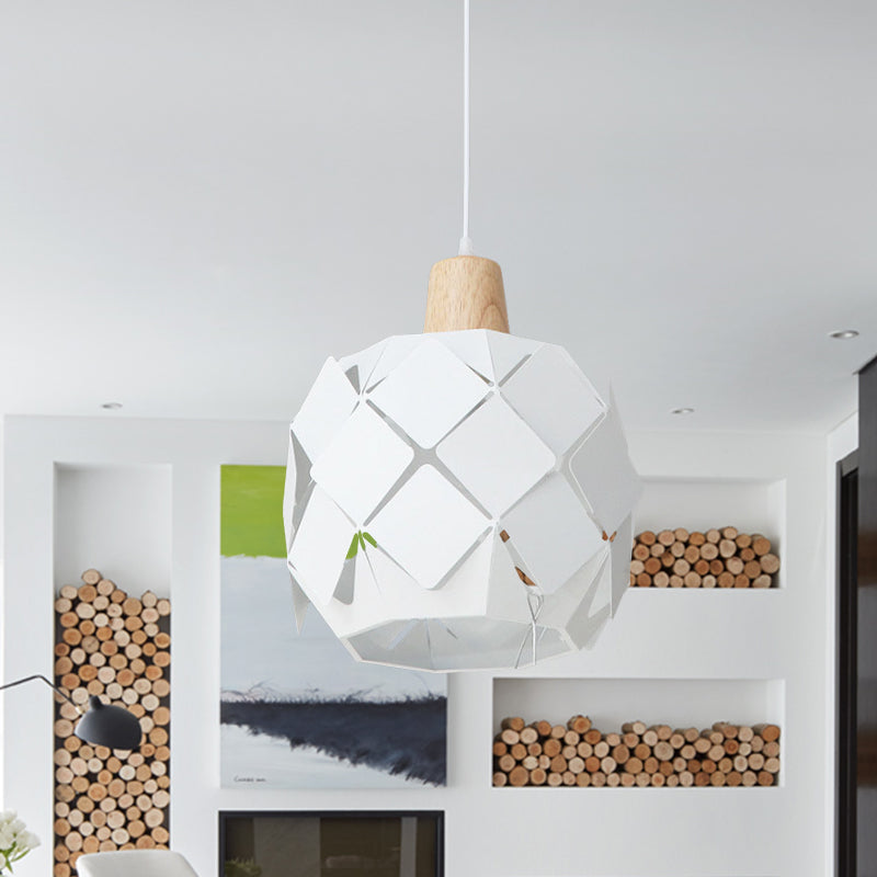 Modern Metal Shade Pendant Light Fixture – Blue/Black/White Globe Pendant Lighting – 1 Light Hanging