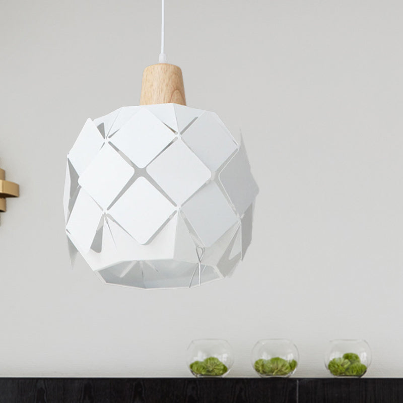 Modern Metal Shade Pendant Light Fixture – Blue/Black/White Globe Pendant Lighting – 1 Light Hanging