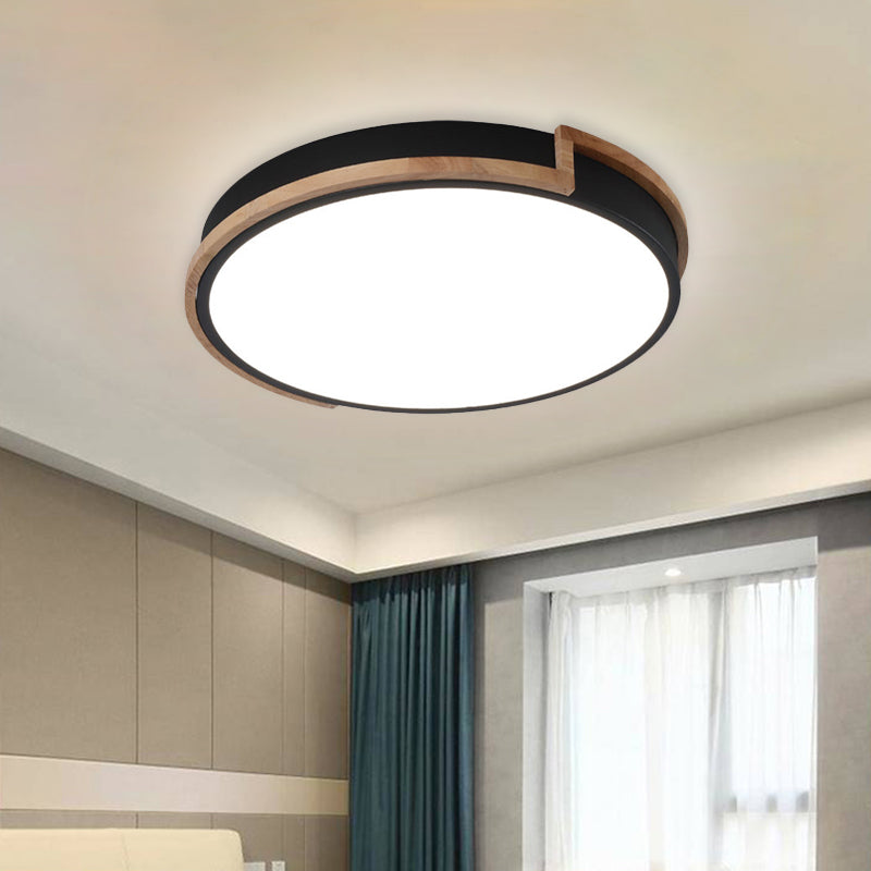Eye-Caring Slim Drum LED Ceiling Light for Bedroom - Choice of 3 Sizes in Black, Grey or White