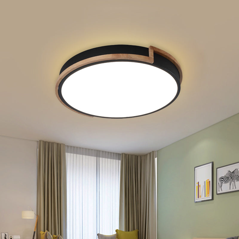 Eye-Caring Slim Drum LED Ceiling Light for Bedroom - Choice of 3 Sizes in Black, Grey or White