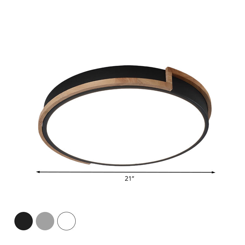Eye-Caring Slim Drum LED Ceiling Light for Bedroom - Choice of 3 Sizes in Black, Grey or White