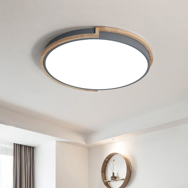 Eye-Caring Slim Drum LED Ceiling Light for Bedroom - Choice of 3 Sizes in Black, Grey or White