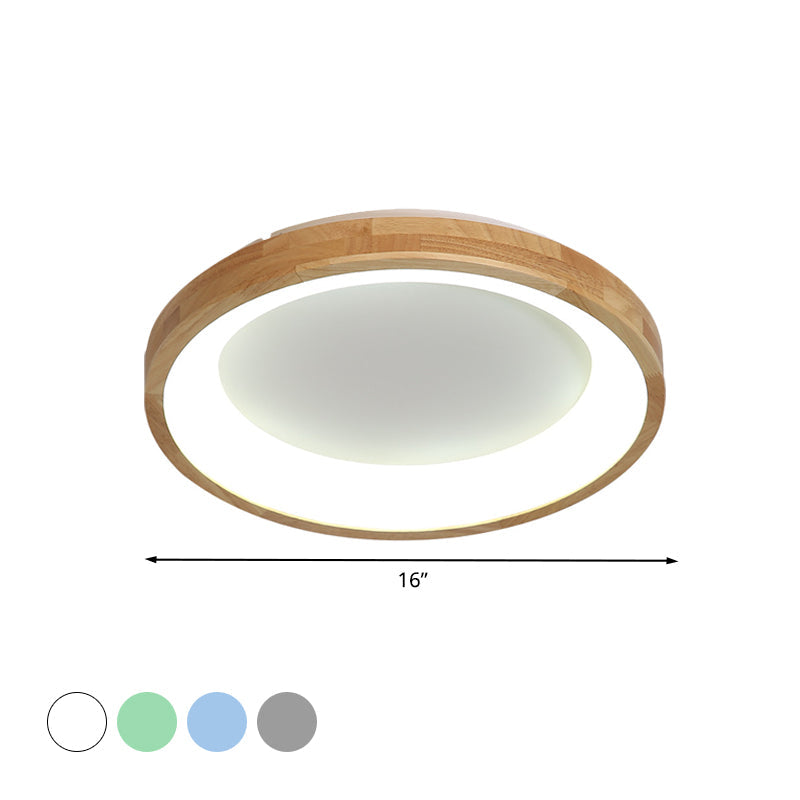 12/16/19.5 Nordic Wood & Acrylic Circular Led Flush-Mount Light - Unique Hallway Ceiling Fixture