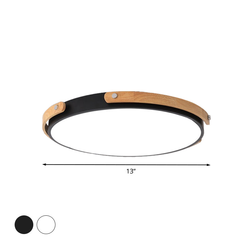 Modern LED Ceiling Lamp - Black/White Circle Bathroom Ceiling Mount Light - Warm/White Light