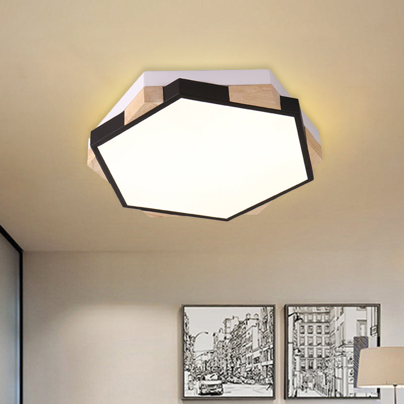 Hexagon LED Flush Ceiling Light - Acrylic Macaron Style - Eye-Caring Lamp (Black/Blue/Green/Pink/Yellow)
