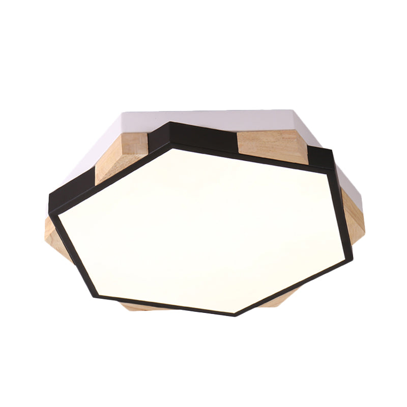 Hexagon LED Flush Ceiling Light - Acrylic Macaron Style - Eye-Caring Lamp (Black/Blue/Green/Pink/Yellow)