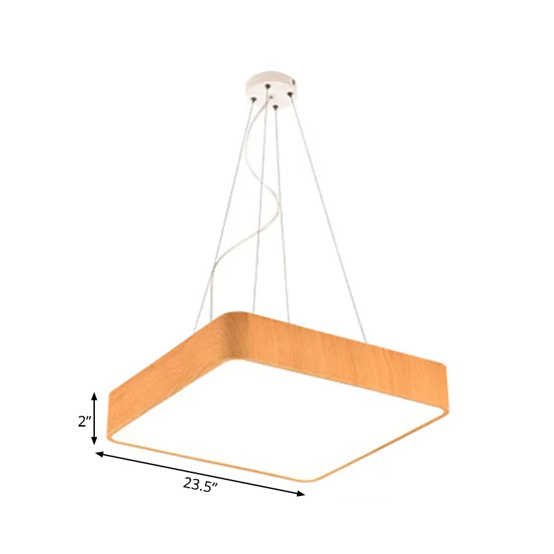 Modern LED Suspension Pendant Lamp Kit – Wooden Square Design in Various Widths (12"/16"/19.5") – Available in White, Warm, or Natural Light