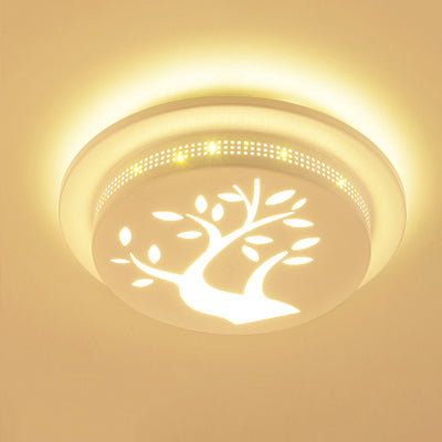 Modern Art Deco Flush Mount Ceiling Light for Hallway - Stylish Circular Acrylic Ceiling Lamp