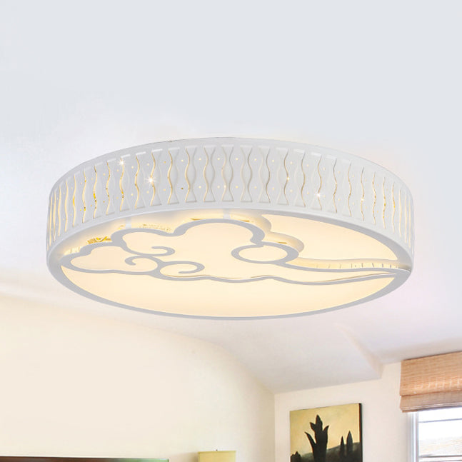 Nordic Modern Round Flush Mount Ceiling Light in White - Bedroom & Living Room Lighting
