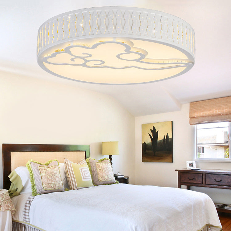Nordic Modern Round Flush Mount Ceiling Light in White - Bedroom & Living Room Lighting