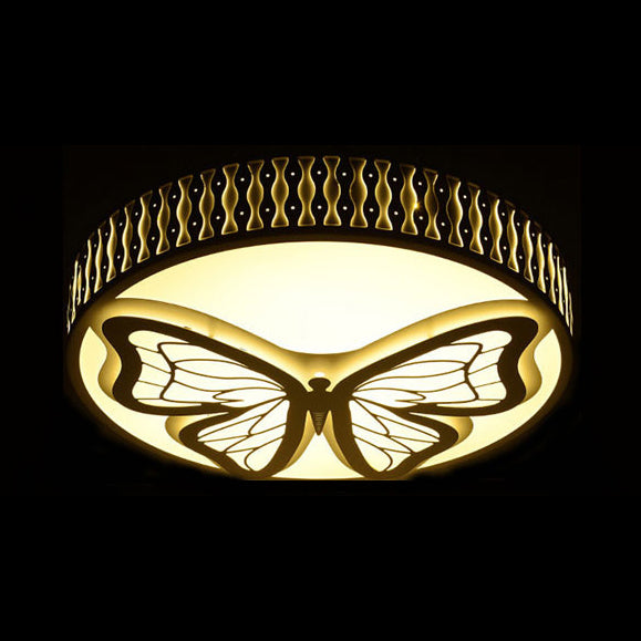 Nordic Modern Round Flush Mount Ceiling Light in White - Bedroom & Living Room Lighting