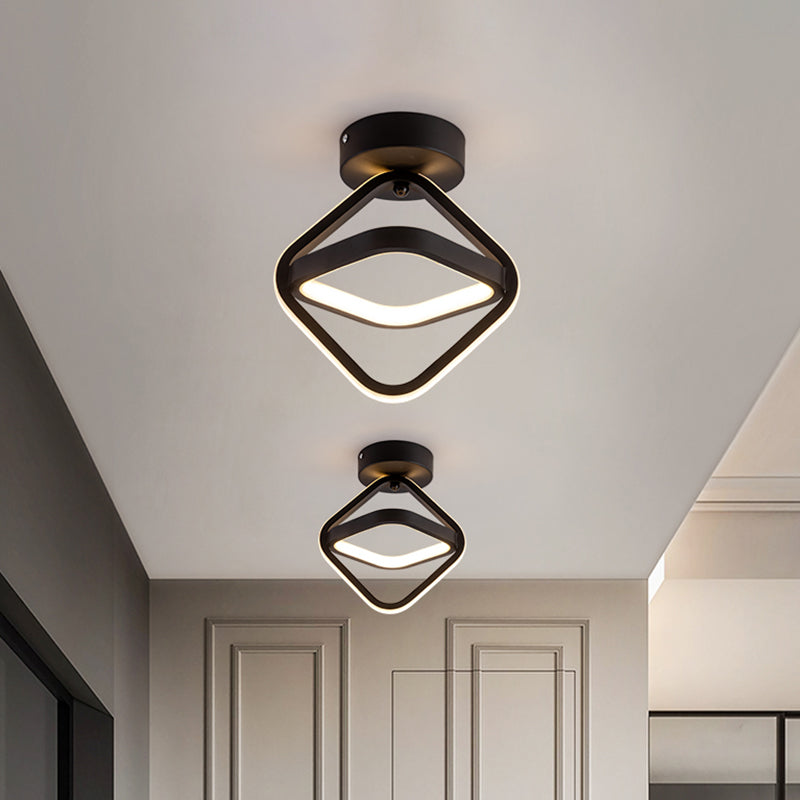Modern Acrylic LED Flush Mount Light in Black/Gold - Ideal for Corridor - Warm/White Light