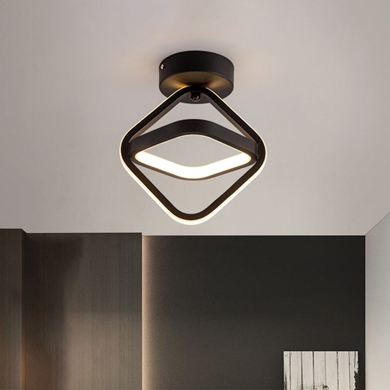 Modern Acrylic LED Flush Mount Light in Black/Gold - Ideal for Corridor - Warm/White Light