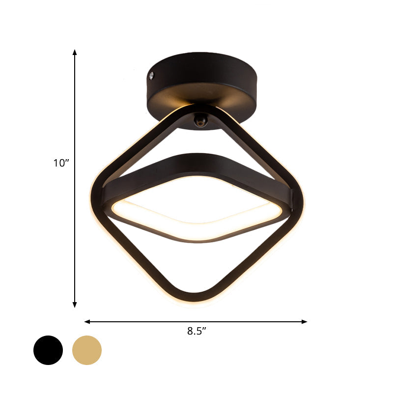 Modern Acrylic LED Flush Mount Light in Black/Gold - Ideal for Corridor - Warm/White Light
