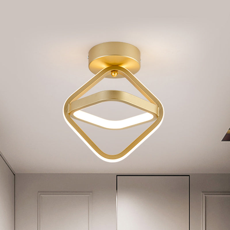 Modern Acrylic LED Flush Mount Light in Black/Gold - Ideal for Corridor - Warm/White Light