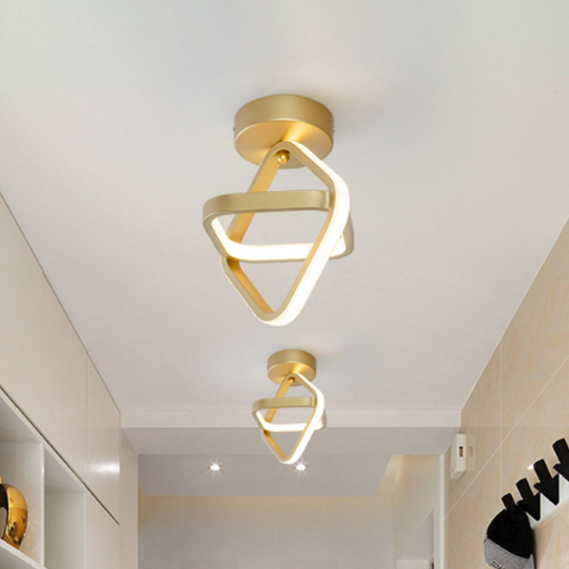 Modern Acrylic LED Flush Mount Light in Black/Gold - Ideal for Corridor - Warm/White Light