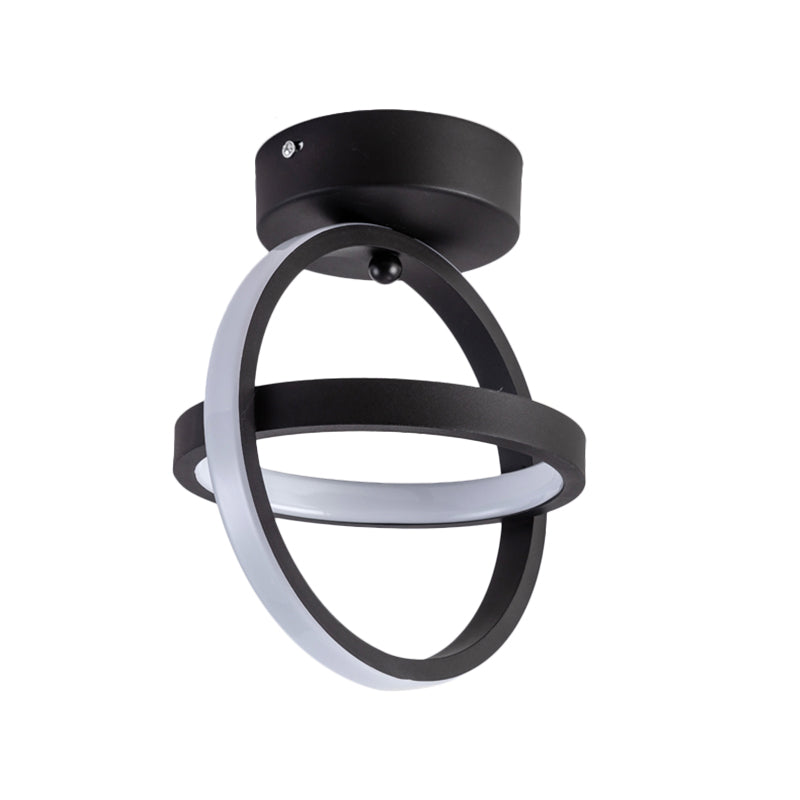 Modern Dual Loop Flush Mount LED Ceiling Light in Black/Gold - Warm/White Light