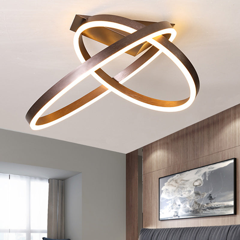 12"/16" Dual Rings Ceiling Flush Mount LED Flush Lighting - Modernist Acrylic - Gold/Coffee or White/Warm Light