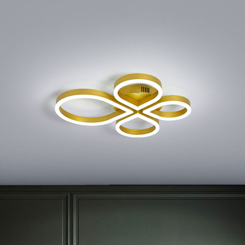 LED Acrylic Flush Mount Lighting Fixture in Warm/White Light, Gold/Coffee Flower Design, 18"/21.5" Wide