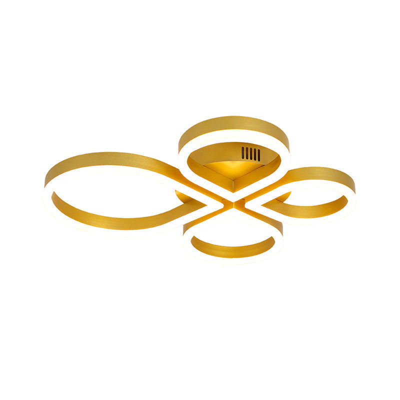 LED Acrylic Flush Mount Lighting Fixture in Warm/White Light, Gold/Coffee Flower Design, 18"/21.5" Wide