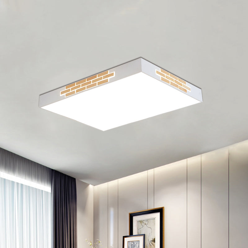 Modern Metallic Flush Mount LED Ceiling Light for Living Room - 23.5"/31.5" Long, White