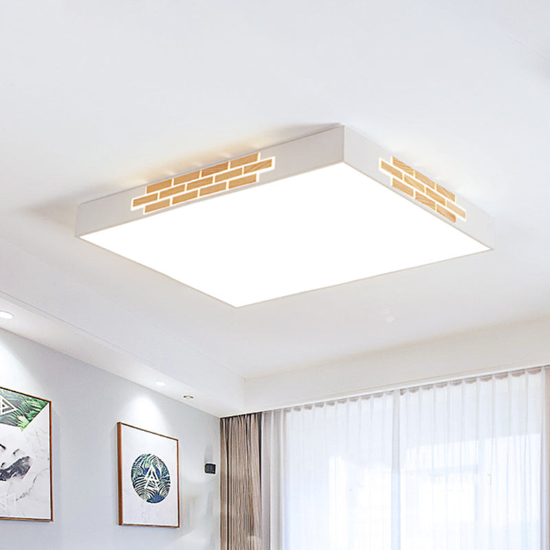 Modern Metallic Flush Mount LED Ceiling Light for Living Room - 23.5"/31.5" Long, White