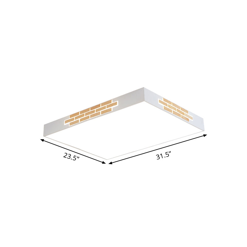 Modern Metallic Flush Mount LED Ceiling Light for Living Room - 23.5"/31.5" Long, White