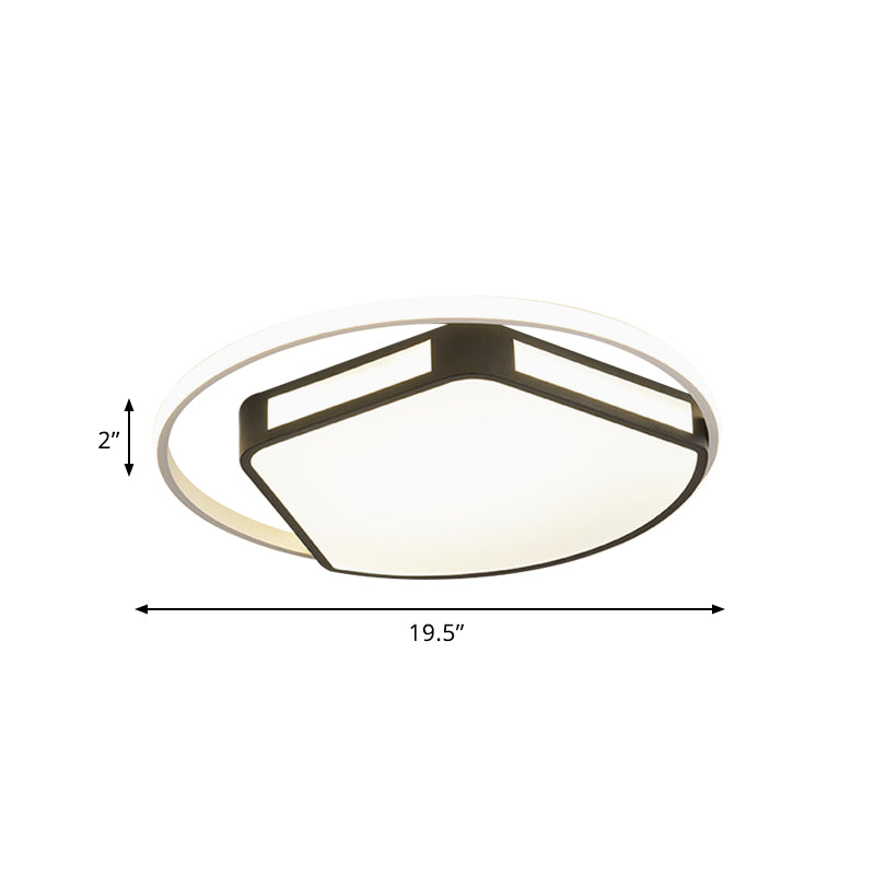 Minimalist LED Flush Mount Ceiling Light in White/Black, 16"/19.5" Round/Square for Bedroom