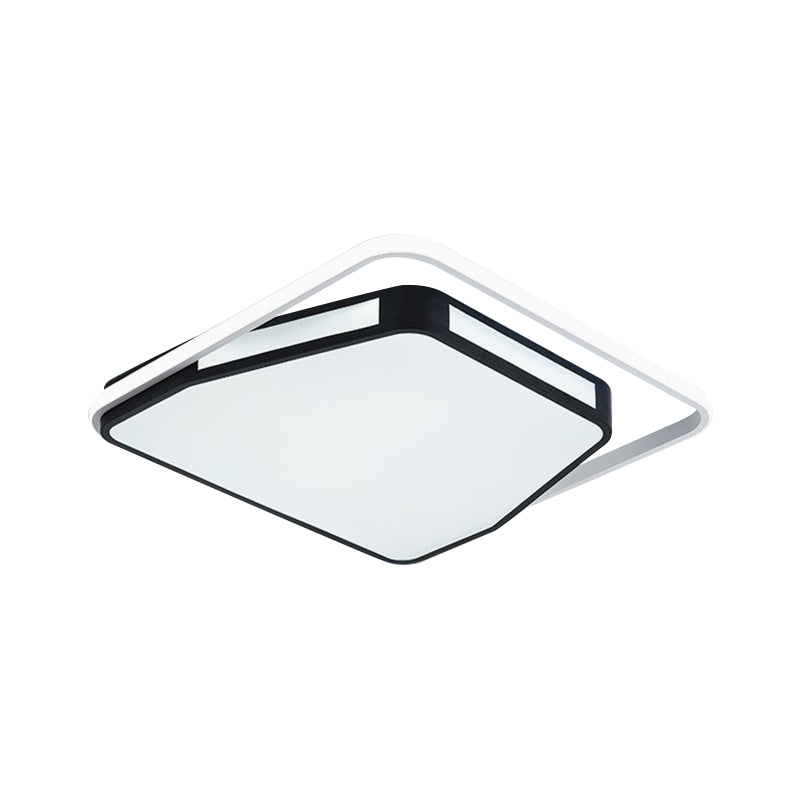 Minimalist LED Flush Mount Ceiling Light in White/Black, 16"/19.5" Round/Square for Bedroom