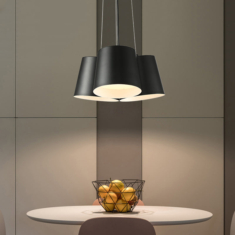 Modern 3/7-Light Led Drum Pendant Chandelier For Bedroom Ceiling - Black Metal 3 /