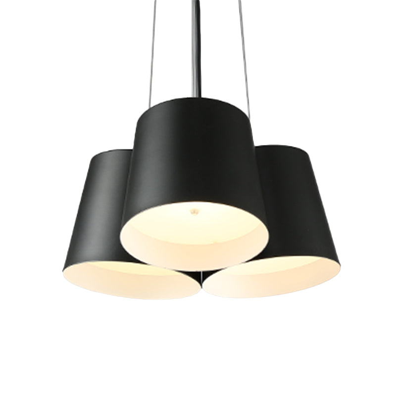 Black Metal LED Drum Chandelier for Modern Bedroom Lighting