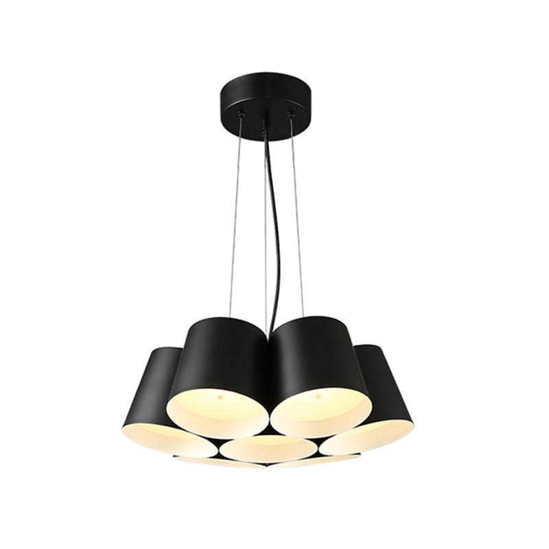 Black Metal LED Drum Chandelier for Modern Bedroom Lighting