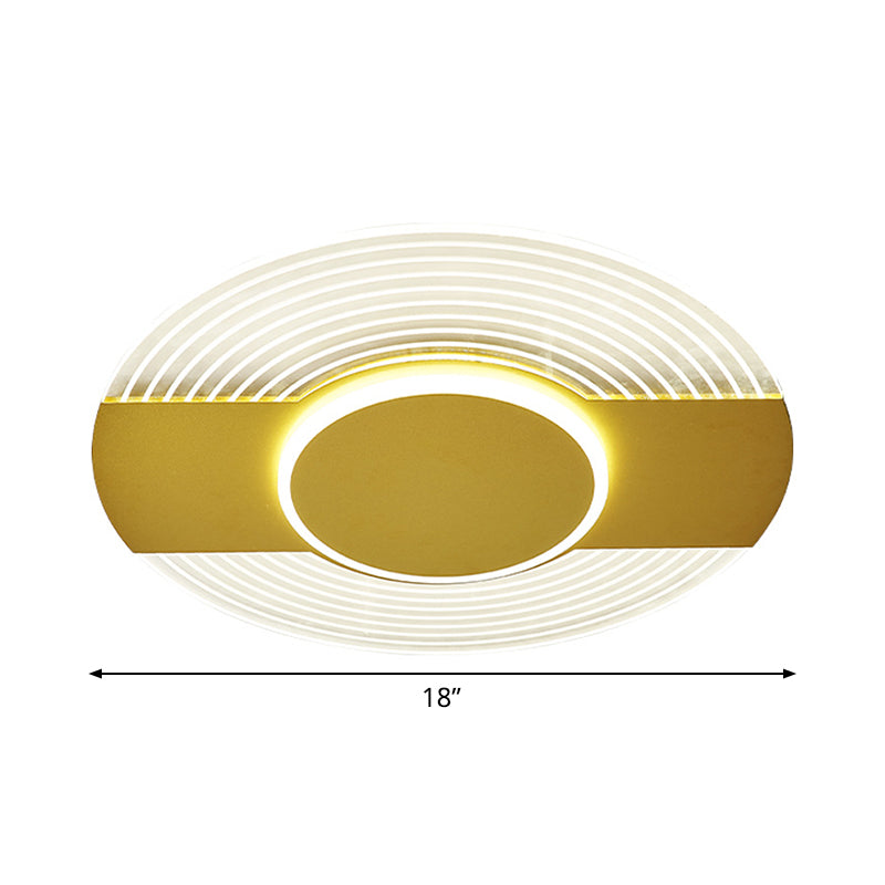 Plafonnier LED ultra fin en forme de disque en acrylique doré - Lumière chaude/blanche