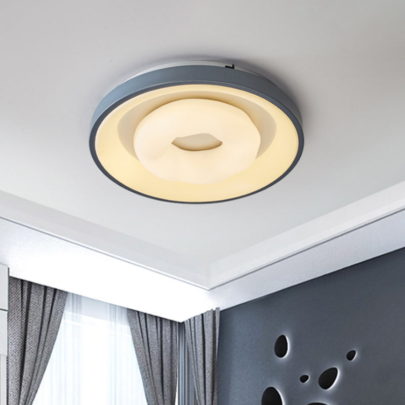 Modern Blue-White LED Ceiling Light with Acrylic Shade: Macaron Flush Mount Lamp (Bubble/Round/Triangle Design)