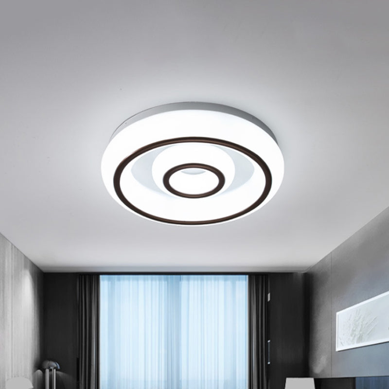 Modern Dual Circle Acrylic Flush Mount LED Ceiling Lamp - Black and White with 3 Color Light