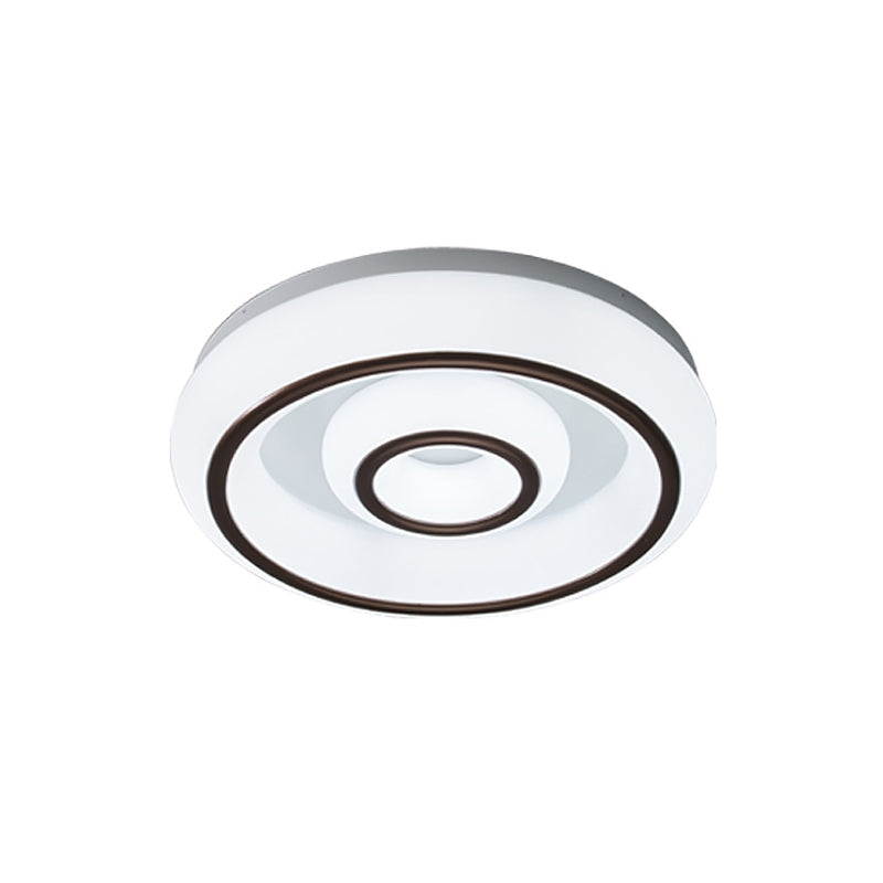 Modern Dual Circle Acrylic Flush Mount LED Ceiling Lamp - Black and White with 3 Color Light